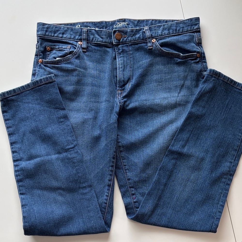 LOFT Women's Boyfriend Jeans in Dark Blue Denim